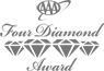 The image shows an emblem with text "AAA Four Diamond Award" and a row of four diamond shapes below the text.